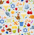 Jewish Holiday Hanukkah icons set. Vector illustration