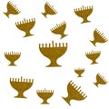 Isolated image of jewish holiday Hanukkah background with golden menorah. Hanukkah seamless pattern background.