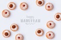 Jewish holiday Hanukkah sufganiyot on white background