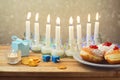 Jewish holiday Hanukkah table setting