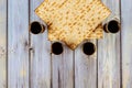 Jewish holiday Passover with matzah, pesah celebration four cup of kosher wine Royalty Free Stock Photo