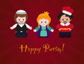 Jewish holiday of Purim. Esther, Mordecai and Achashverosh Royalty Free Stock Photo