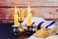 Jewish holiday Sabbath Prayer Shawl Tallit jewish religious symbol Royalty Free Stock Photo