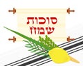 Jewish holiday of Sukkot, four species on tallit Royalty Free Stock Photo