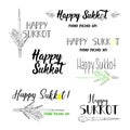 Jewish holiday Sukkot. Happy Sukkot in Hebrew. handwritten modern lettering Royalty Free Stock Photo