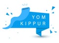 Jewish holiday, Yom Kippur. Day of Atonement and Shofar horn. Blue paper banner, sign