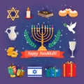 Jewish holidays hanukkah or chanukah icons Royalty Free Stock Photo