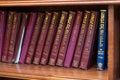 Jewish holy books at synagogue in Cave of Machpelah in Hebron or Tomb of the Patriarchs. Israel Royalty Free Stock Photo