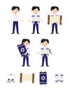 Jewish boy Bar Mitzvah set - Set of vector character with tallit, tefillin, kippah, Torah scroll Royalty Free Stock Photo