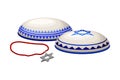 Jewish Kippah and Star of David as Religious Attribute of Hebrew Vector Illustration