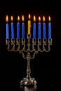 Jewish lights holiday of Hanukkah a burning menorah symbol of Judaism traditional holiday