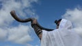 Jewish man blow Shofar