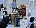 Jewish man celebrate Simchat Torah