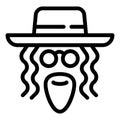 Jewish man face icon, outline style Royalty Free Stock Photo