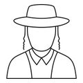 Jewish man face icon, outline style Royalty Free Stock Photo