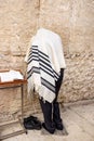 Jewish man praying at the Western wall Royalty Free Stock Photo
