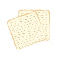 Jewish matzah bread vector illustration. Traditional matzoh pesach food.