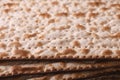 Jewish matzo Flatbread texture close-up, horizontal Royalty Free Stock Photo