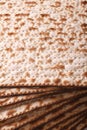 Jewish matzo Flatbread texture close-up, vertical