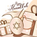 Jewish medallion and presents Happy Hannukah concept Vector