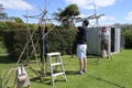 Jewish Men Building a Sukkah on Sukkoth Feast of Tabernacles Jewish Holiday