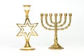 The Jewish menorah and candlestick Royalty Free Stock Photo