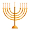 Jewish menorah icon, cartoon style