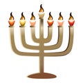 Jewish menorah icon, realistic style