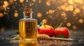 Jewish New Year Rosh Hashanah Celebration with Honey and Apples AI Generative Image
