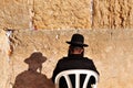 Jewish orthodox man praying at the Western Wailing Kotel Wall Jerusalem Israel Royalty Free Stock Photo