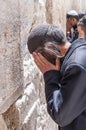 Jewish Orthodox praying near the Western Wall in Jerusalem, Israel Royalty Free Stock Photo