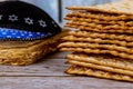 jewish passover bread holiday matzoh celebration and kipah torah