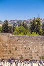 Jewish people praying against the Western Wall in Jerusalem Royalty Free Stock Photo