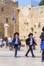 Jewish people praying against the Western Wall in Jerusalem Royalty Free Stock Photo