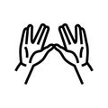 jewish prayer gesture line icon vector illustration