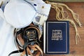 Jewish prayer set: Tanakh Tanach, Tefillin, Kippah Kippa, Tsitsit. Israel