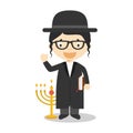 Jewish Rabbi cartoon character from Israel dressed in the traditional way