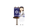 Jewish Girl Near Torah Scroll