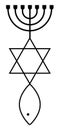 Jewish religious symbols. Menorah, star of David Royalty Free Stock Photo