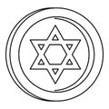 Jewish star coin icon, outline style