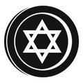 Jewish star coin icon, simple style