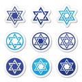 Jewish, Star of David icons set on white