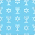 Jewish Star of David and Menorah seamless pattern, festive Hanukkah background