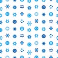 Jewish stars set seamless pattern. Star of David national Israel symbols