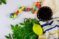 Jewish Symbols holiday of Sukkot in a synagogue