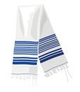 jewish tallit of white and blue color