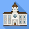 Jewish temple icon, flat style