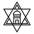 Jewish temple star icon, outline style