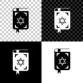 Jewish torah book icon isolated on black, white and transparent background. The Book of the Pentateuch of Moses. On the