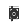 Jewish torah book icon isolated. The Book of the Pentateuch of Moses. On the cover of the Bible is the image of the Star